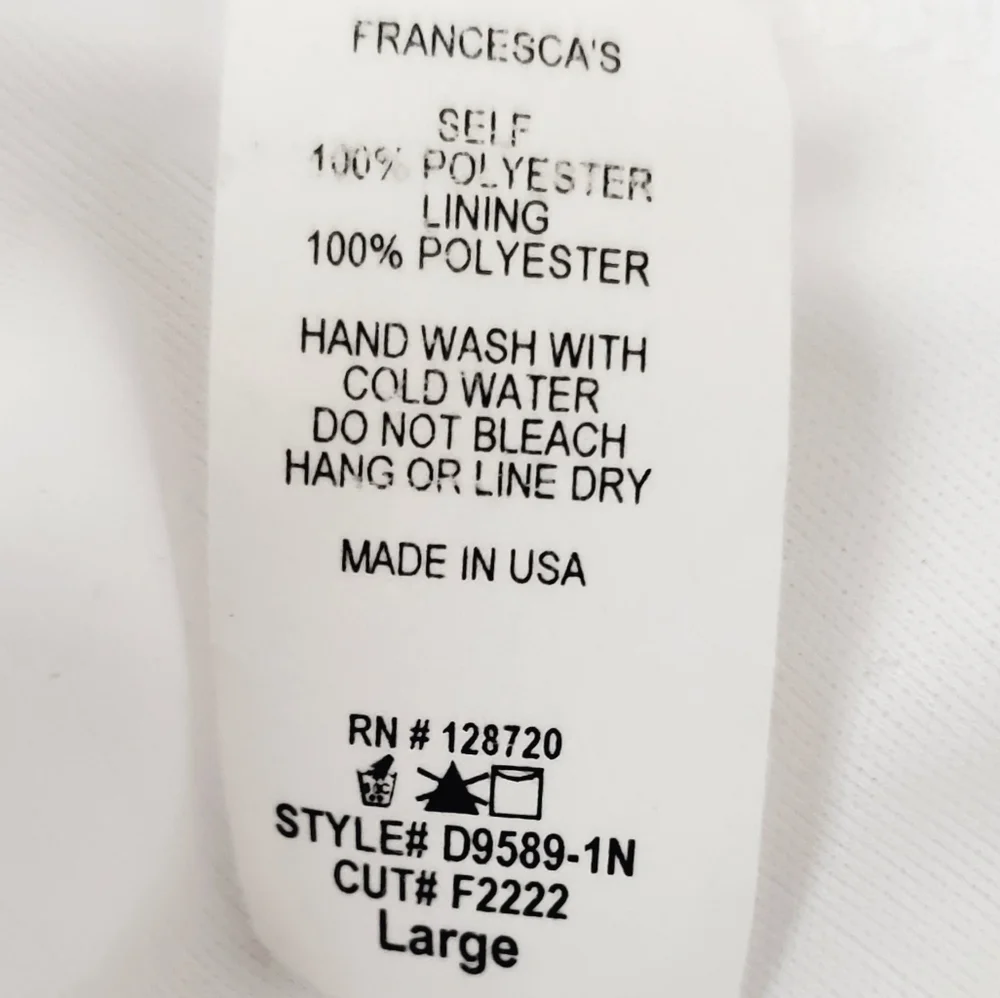 Francesca's ruffle v neck racerback sleeveless white dress size large - Picture 5 of 7